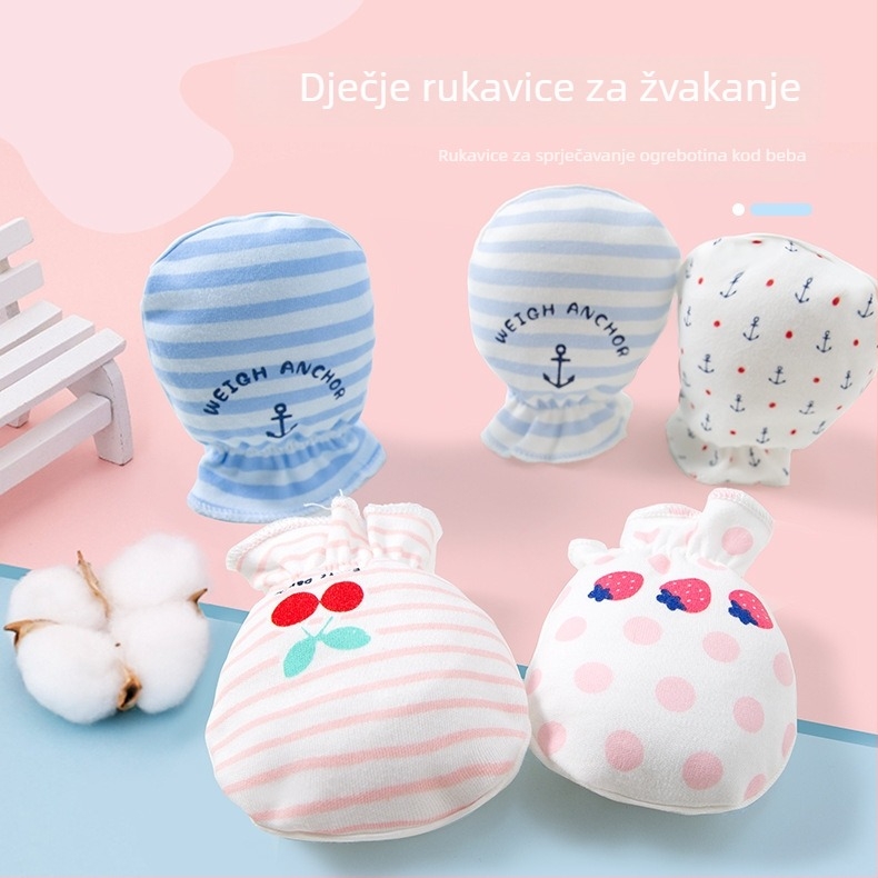 Set rukavica protiv ogrebotina za novorođenčad - 100% pamuk, prozračno, visoka elastičnost, uključuje navlake za stopala, unisex, sve sezone