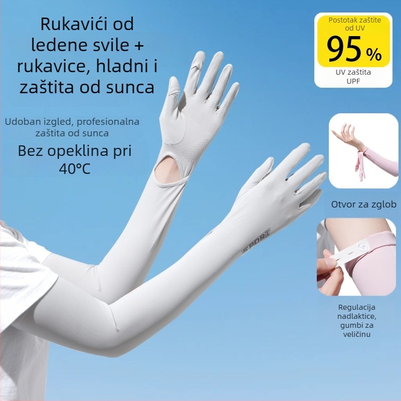 Ženske produžene rukave od ledenog satena s UV zaštitom, za vožnju i biciklizam