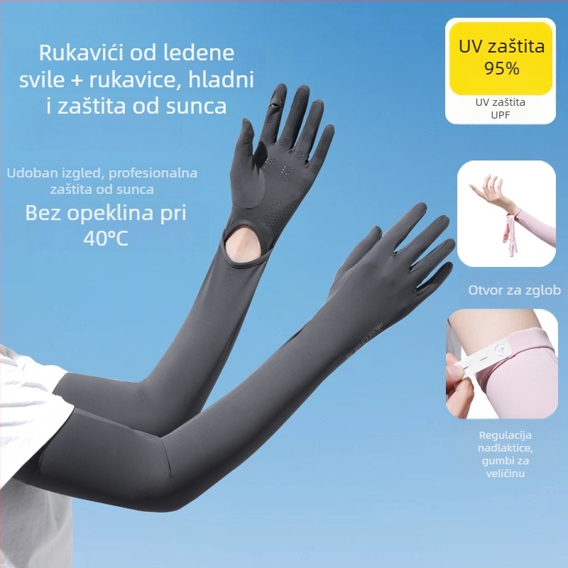 Ženske produžene rukave od ledenog satena s UV zaštitom, za vožnju i biciklizam