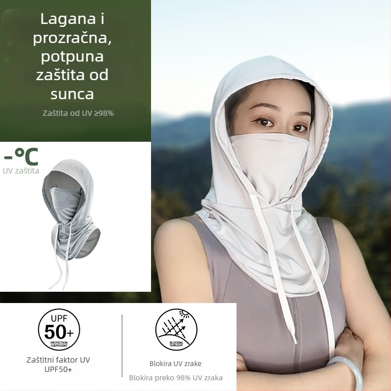 Ljetna kapuljača za biciklizam s potpuno pokrivenim licem i zaštitom vrata (prozračna, UV zaštita, ultra lagana, sjenčanje, Ice Silk tkanina)