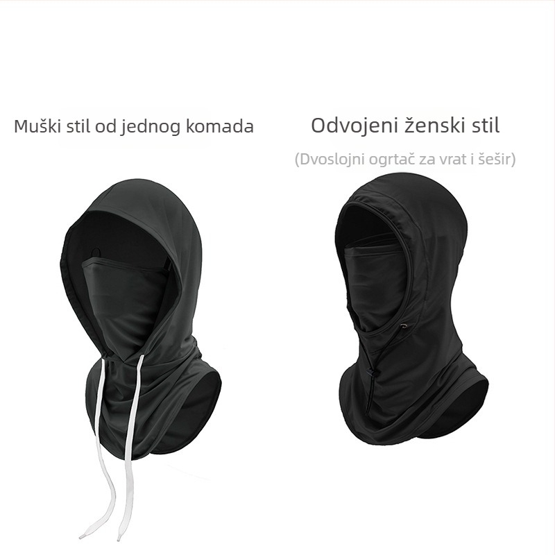 Ljetna kapuljača za biciklizam s potpuno pokrivenim licem i zaštitom vrata (prozračna, UV zaštita, ultra lagana, sjenčanje, Ice Silk tkanina)