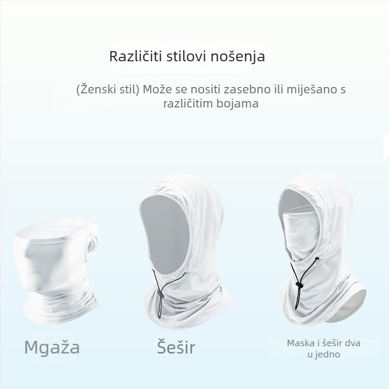 Ljetna kapuljača za biciklizam s potpuno pokrivenim licem i zaštitom vrata (prozračna, UV zaštita, ultra lagana, sjenčanje, Ice Silk tkanina)