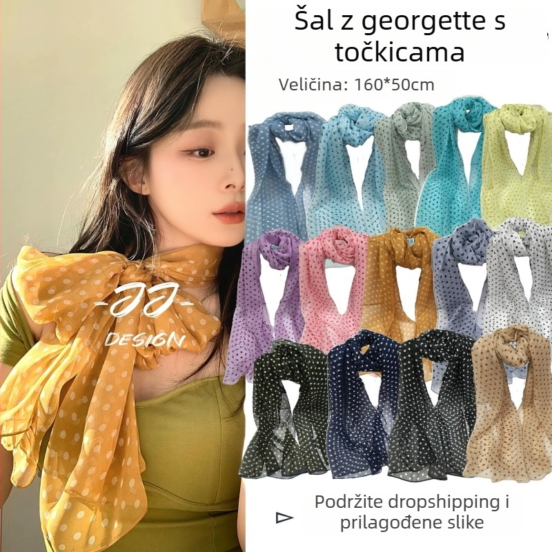 Poliester šal, lagana ravna tkanina, ljetni dodatak, podrijetlo Yiwu, sitni točkasti uzorak