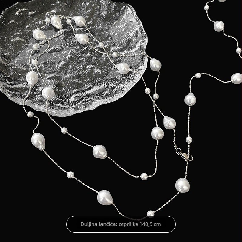 Geometrijski višeslojni ogrlica od umjetnih bisera — Kaitin Jewelry, elegantan stil za žene