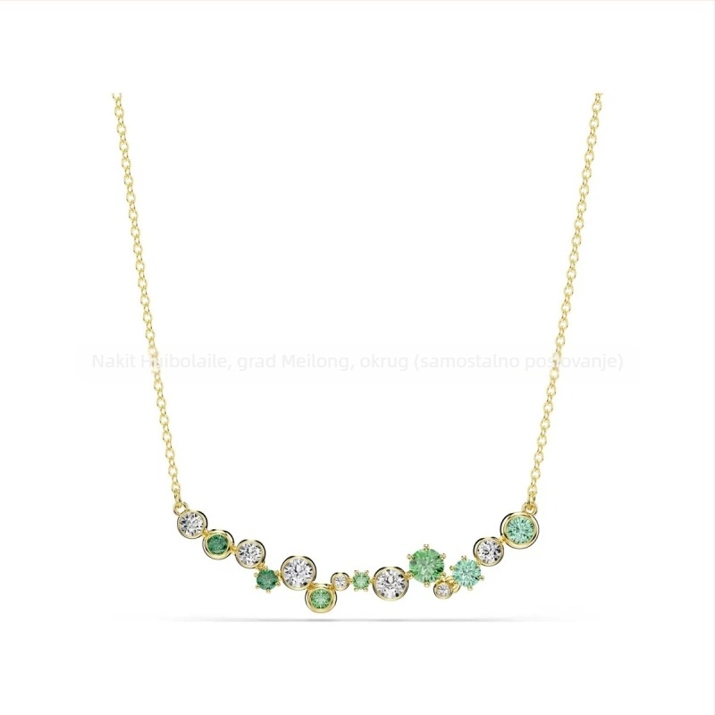 Bubble narukvica set – bakrena osnova, bambus lanac, privjesak od titan čelika, elektroplatina završna obrada, unisex, uključuje naušnice, ogrlicu i narukvicu