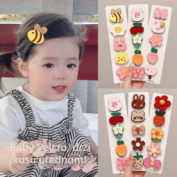 Baby klipsovi za kosu s Velcro trakom – bočni klip, ručna izrada, miješani materijali, Oh Yang Jewelry