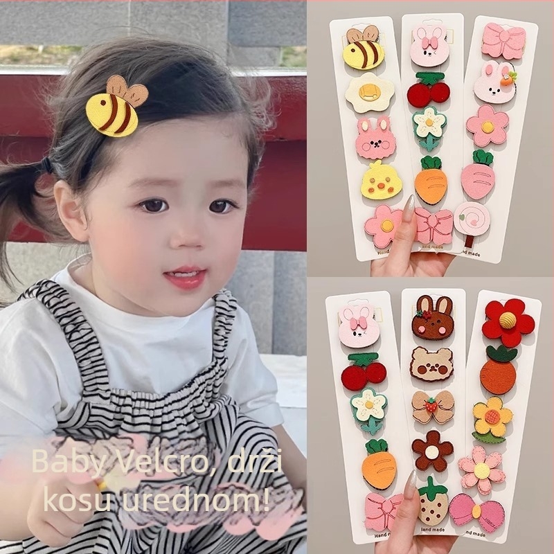 Baby klipsovi za kosu s Velcro trakom – bočni klip, ručna izrada, miješani materijali, Oh Yang Jewelry