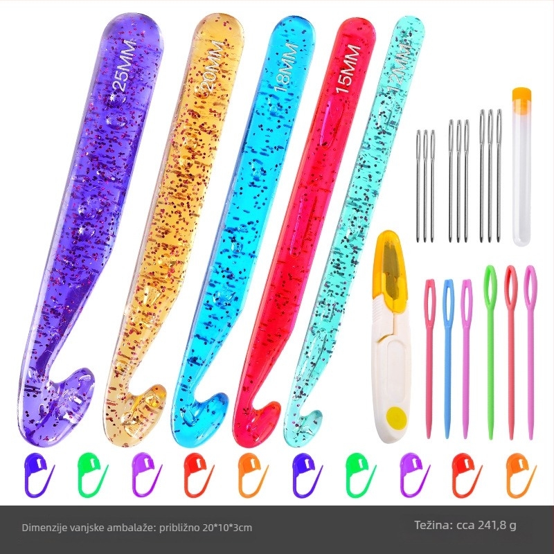 Set kukice za kukicu: prozirna debela plastična kukica za početnike; ZA marka; Wool braided set; moderni stil; bruto težina 241,8 g