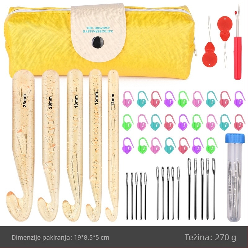 Set kukice za kukicu: prozirna debela plastična kukica za početnike; ZA marka; Wool braided set; moderni stil; bruto težina 241,8 g