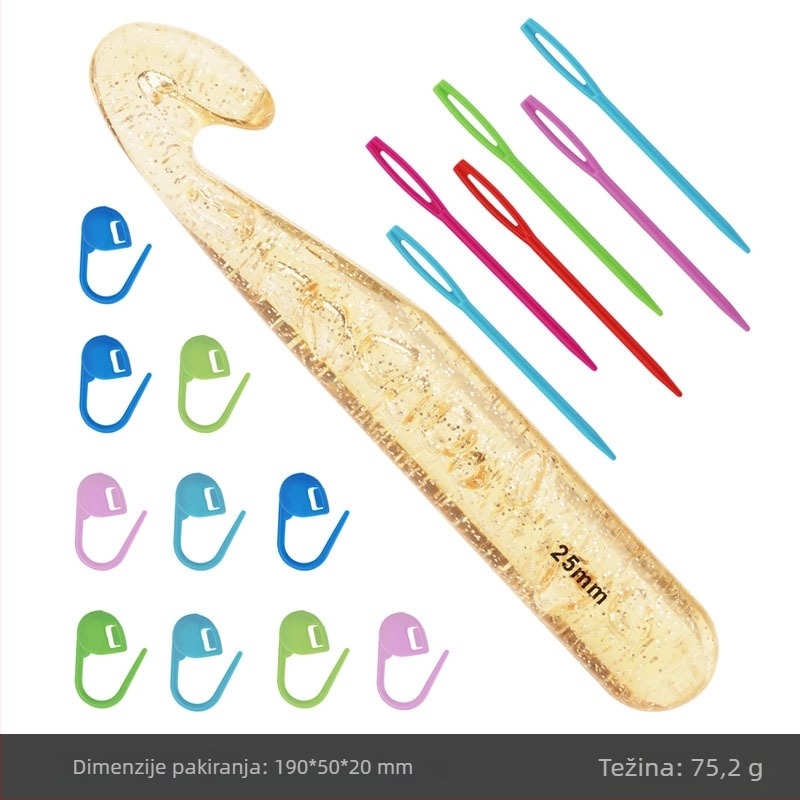Set kukice za kukicu: prozirna debela plastična kukica za početnike; ZA marka; Wool braided set; moderni stil; bruto težina 241,8 g