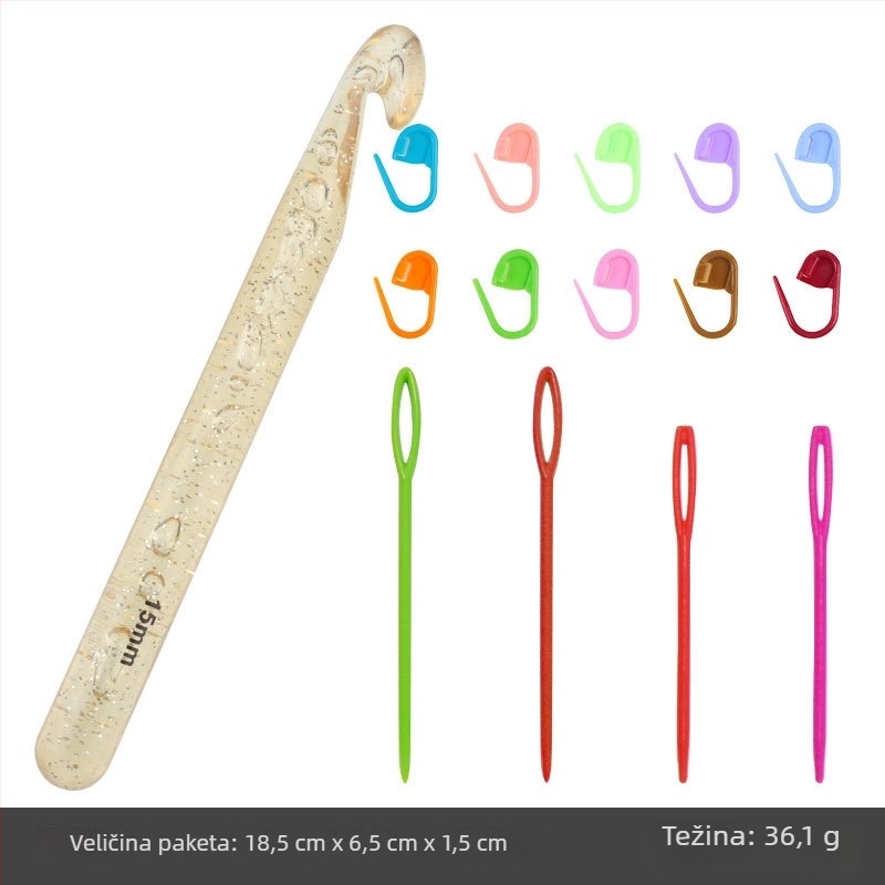 Set kukice za kukicu: prozirna debela plastična kukica za početnike; ZA marka; Wool braided set; moderni stil; bruto težina 241,8 g