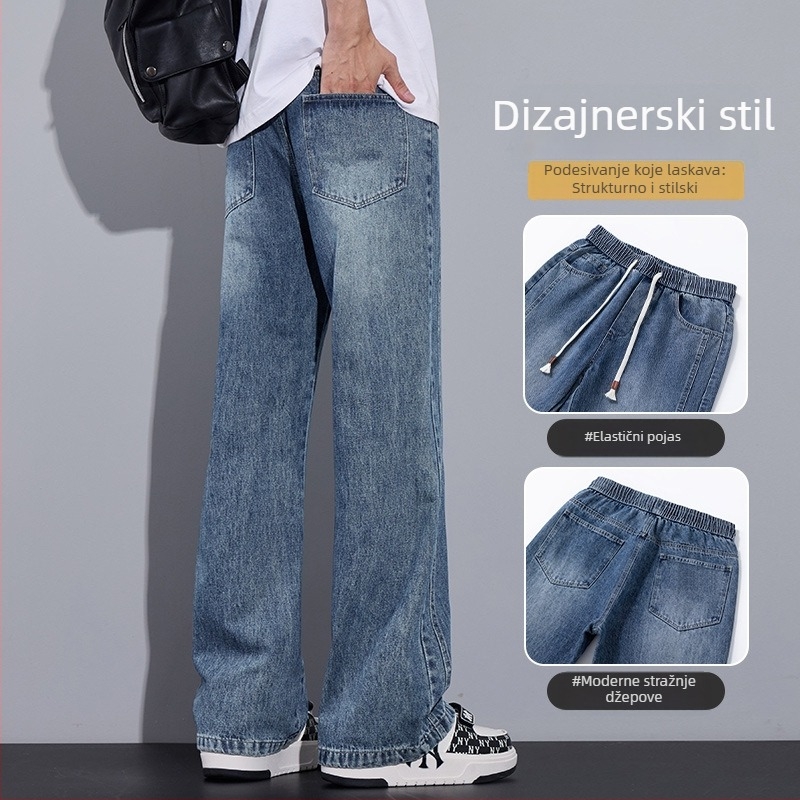 Bootcut traperice od denima, flis podstavljene, srednji pojas, zakrivljeni rub, blago prošireni ravni dio nogavice
