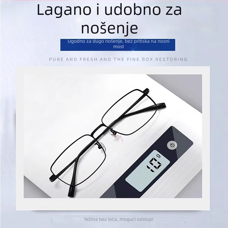 Naočale za čitanje - akrilne leće, anti-plavo svjetlo, bez okvira, okvir od titanijeve legure