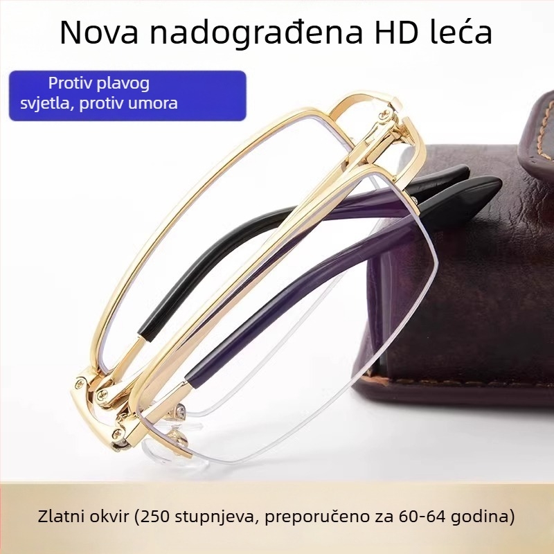 Naočale za čitanje s anti-plavim svjetlom, dvostruka upotreba za daleko i blizu, puni okvir od TR+metala, kvadratni okvir — proljeće 2025