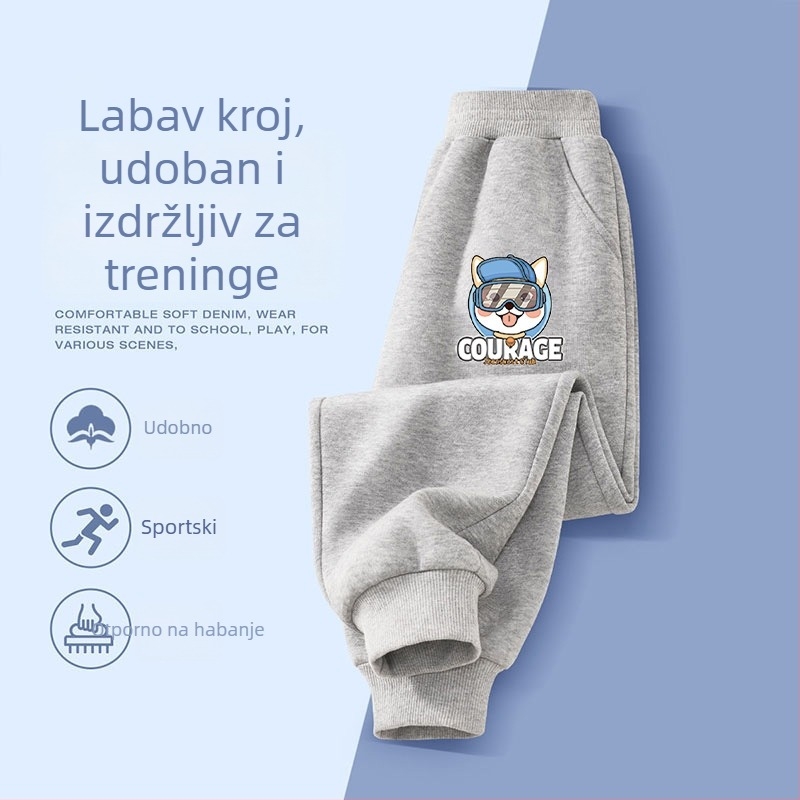 Dječje pamučne jogger hlače za proljeće i jesen, casual hlače za dječake 3–8 godina, s karikaturnim uzorkom