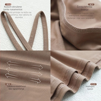 Kamisola s trakama, modalno-viskozni materijal (90–95% modal), nizak izrez, pogodno za sva godišnja doba