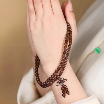 Drvena budistička narukvica s 108 perli, polirana, unisex stil, porijeklo Guangzhou