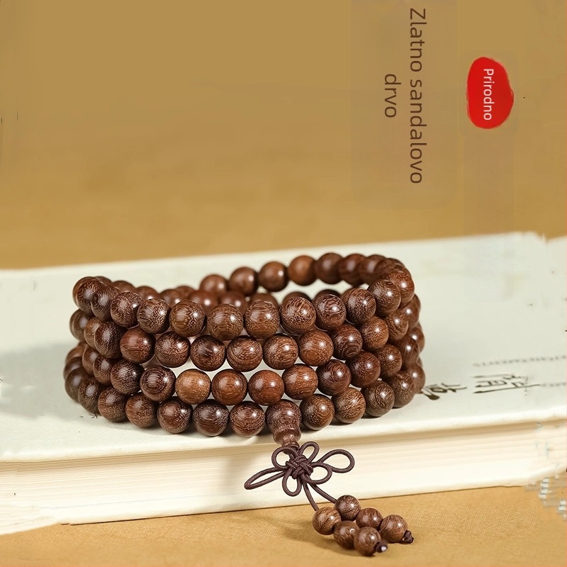 Drvena budistička narukvica s 108 perli, polirana, unisex stil, porijeklo Guangzhou