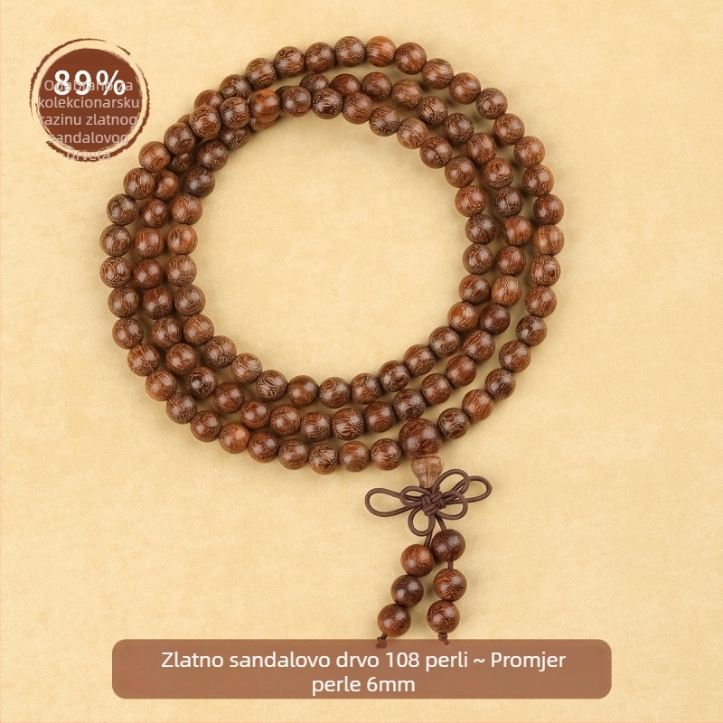 Drvena budistička narukvica s 108 perli, polirana, unisex stil, porijeklo Guangzhou