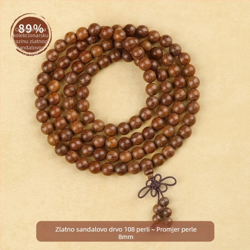 Drvena budistička narukvica s 108 perli, polirana, unisex stil, porijeklo Guangzhou