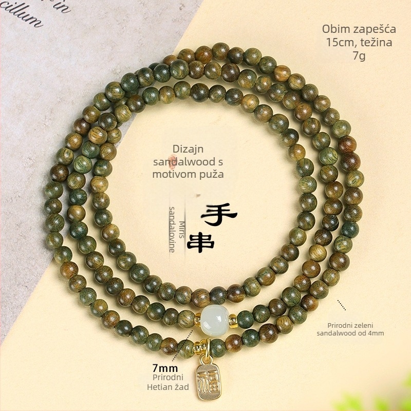 Drvena budistička narukvica s 108 perli, polirana, unisex stil, porijeklo Guangzhou