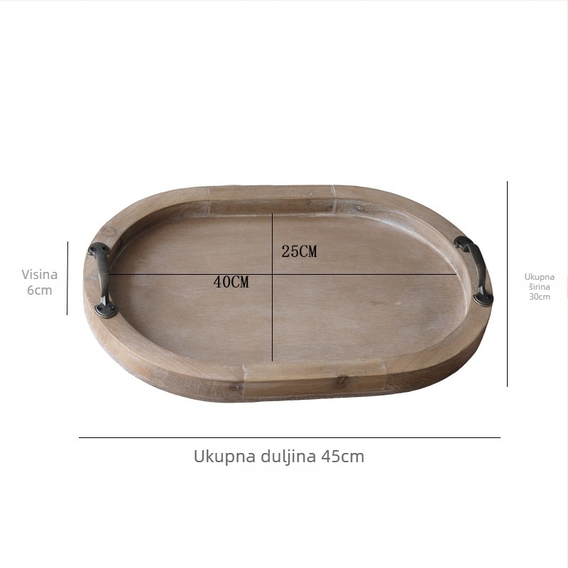 Okrugli drveni pladanj u francuskom retro stilu, površina premazana sprejem, mogućnost prilagodbe; pogodan za hotel, obroke, kavu i čaj.