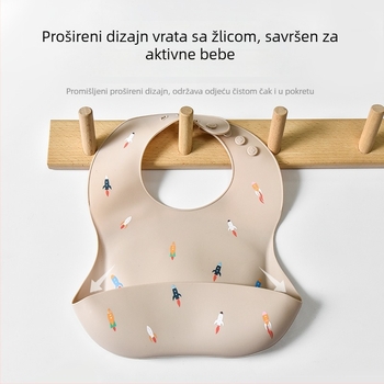 Silikonski dječji ubrus za jelo, vodootporan i otporan na mrlje, pogodan za djecu od 0 do 6 godina