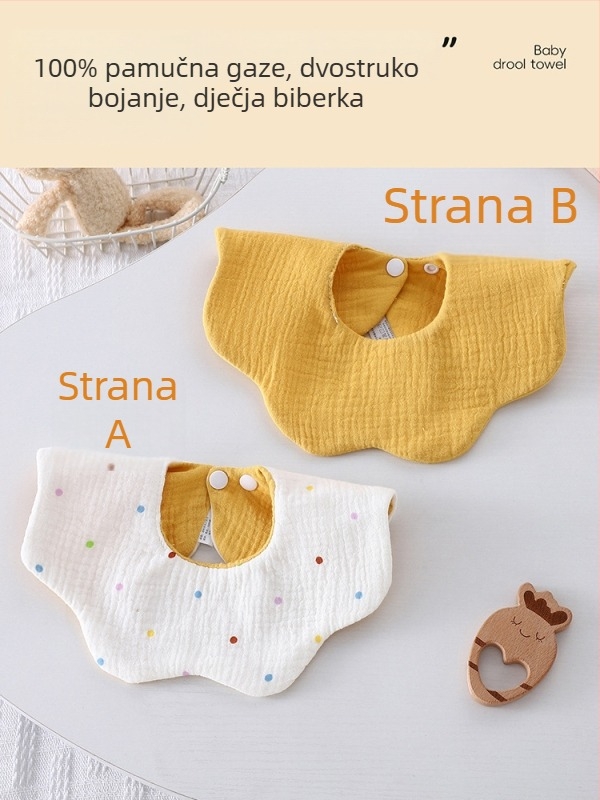 Dvostrani bebi ubrus za slinu, od čistog pamuka, apsorbira vlagu, unisex, za djecu 0–3 godine
