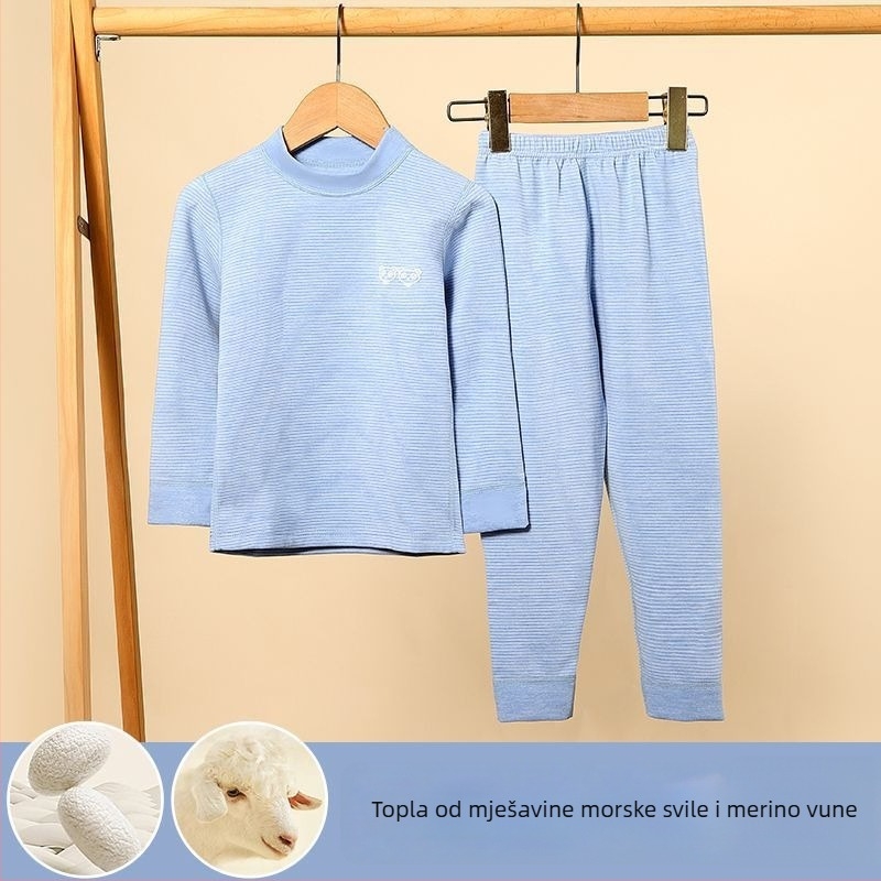 Dječji topli komplet donjeg rublja s srednjim ovratnikom (gornji i donji dio) za dječake i djevojčice