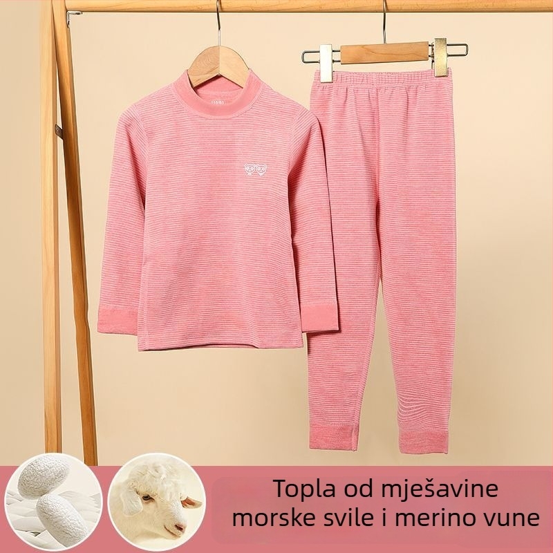 Dječji topli komplet donjeg rublja s srednjim ovratnikom (gornji i donji dio) za dječake i djevojčice