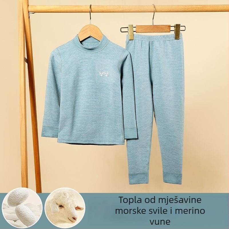 Dječji topli komplet donjeg rublja s srednjim ovratnikom (gornji i donji dio) za dječake i djevojčice
