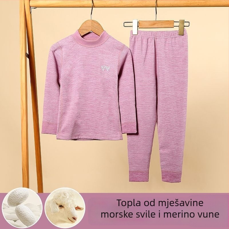 Dječji topli komplet donjeg rublja s srednjim ovratnikom (gornji i donji dio) za dječake i djevojčice