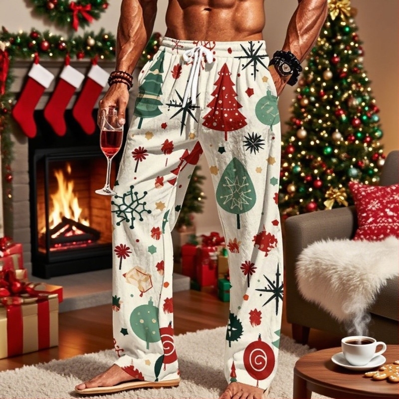 Muške hlače s 3D digitalnim printom, opuštenog kroja, srednja visina struka, ravni kroj nogavica, 92% poliester