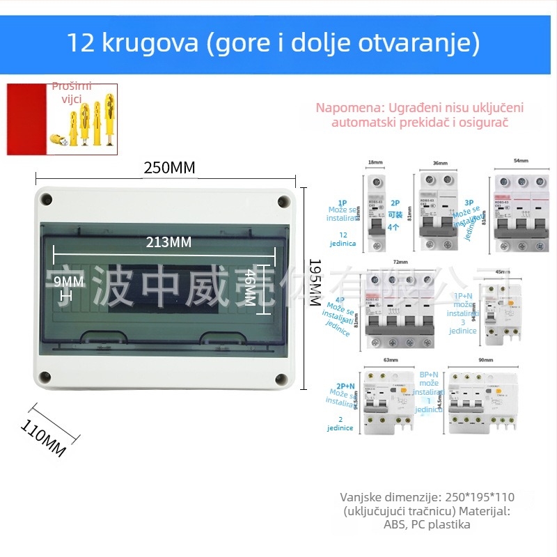 Vanjska kutija prekidača – marka Zwkt/zhongwei; RoHS; CE