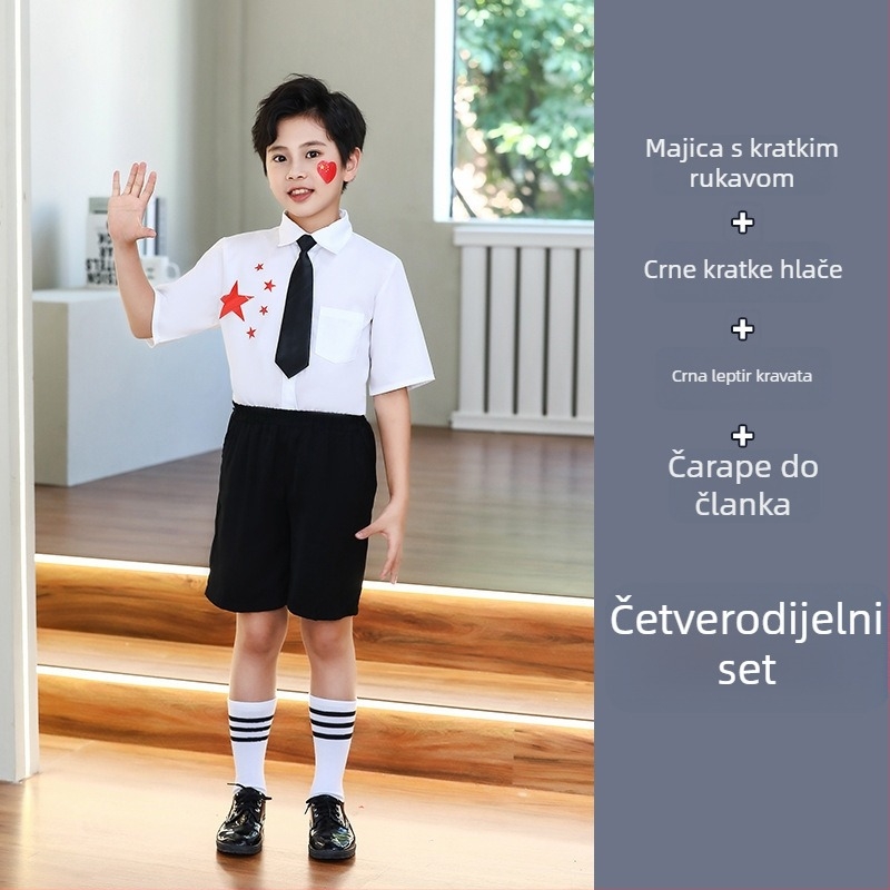 Dječje scenijske uniforme za zbor i recitacije, od vrtića do srednje škole, pamuk tkanina s 80% poliestera, prikladne za cheerleading, uzrast 8+ (visina >140 cm), jesen 2025