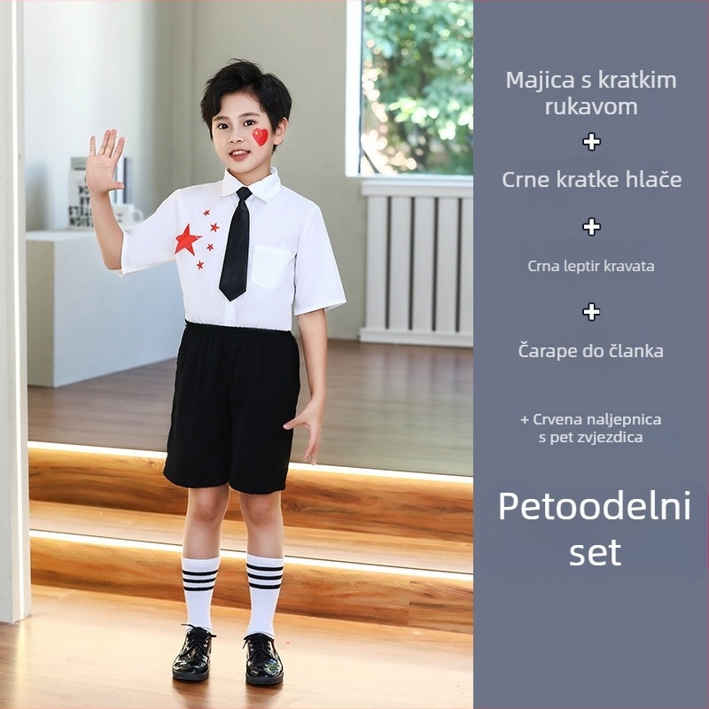 Dječje scenijske uniforme za zbor i recitacije, od vrtića do srednje škole, pamuk tkanina s 80% poliestera, prikladne za cheerleading, uzrast 8+ (visina >140 cm), jesen 2025