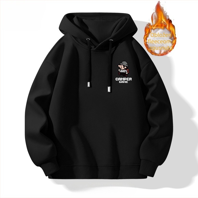 TT Muški hoodies s flisom i kapuljačom, 65% pamuk, širok kroj, dugi rukavi, otisak