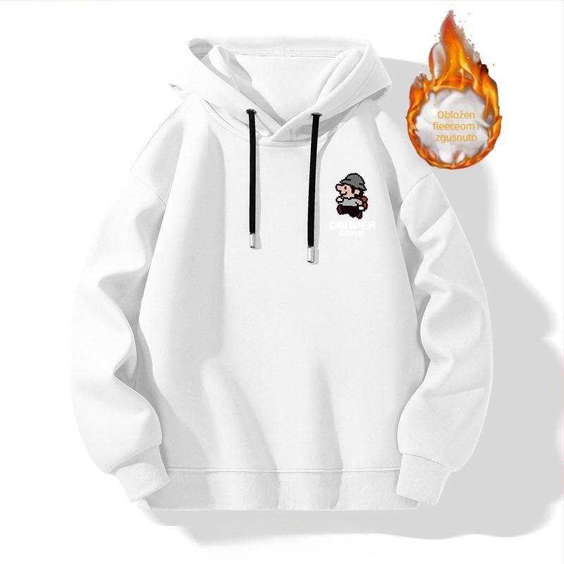 TT Muški hoodies s flisom i kapuljačom, 65% pamuk, širok kroj, dugi rukavi, otisak