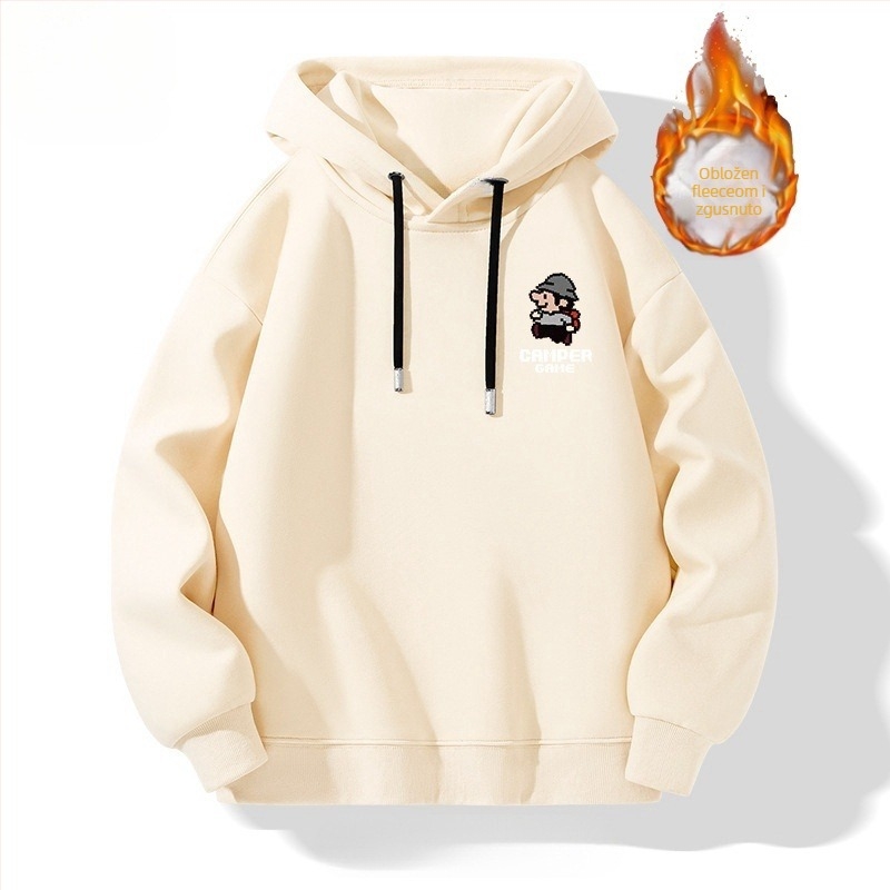 TT Muški hoodies s flisom i kapuljačom, 65% pamuk, širok kroj, dugi rukavi, otisak