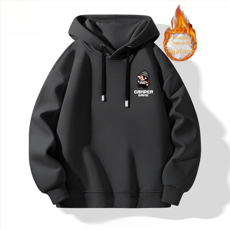 TT Muški hoodies s flisom i kapuljačom, 65% pamuk, širok kroj, dugi rukavi, otisak