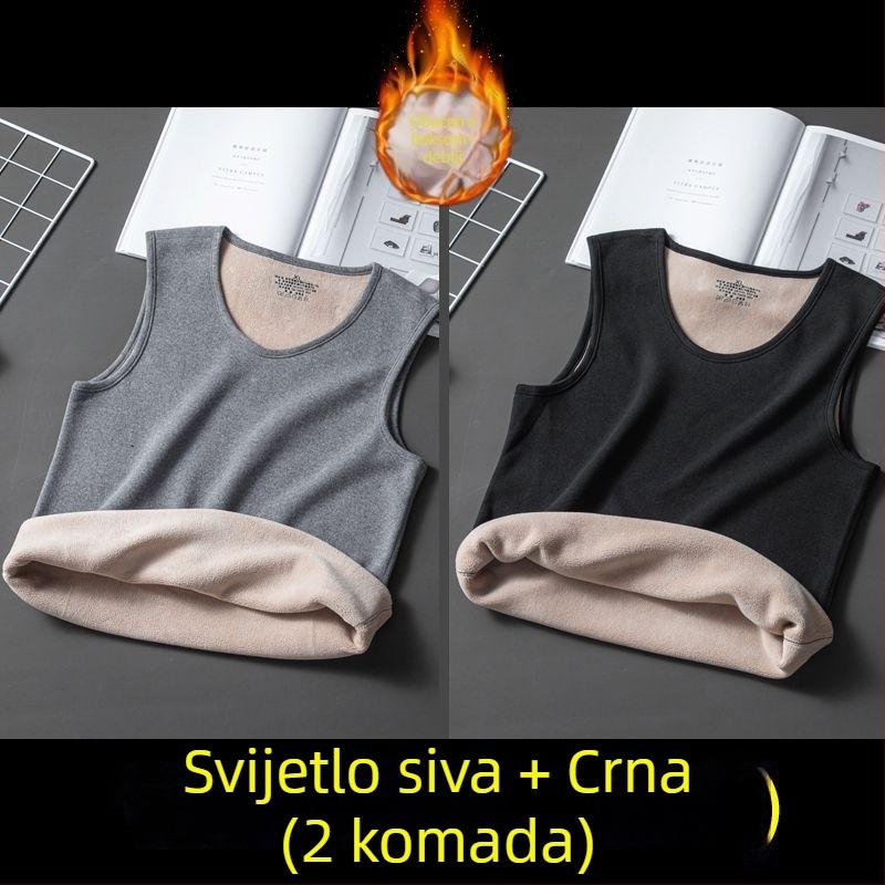 Muški debeli flis termalni vest za unutarnju upotrebu, prugasti kordurojni materijal, bez rukava, opuštena kroj