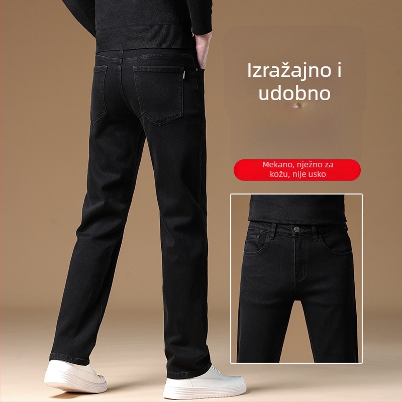 Muške skraćene ravne traperice, srednji pojas, zip, pamuk-poliester-elastan smjesa, mikroelastičnost, stonewashed