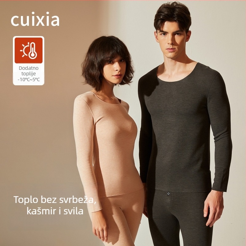 Termalni bazni sloj od kašmira i svile, ženski set, dugi rukavi, duge hlače, ekstra debeli