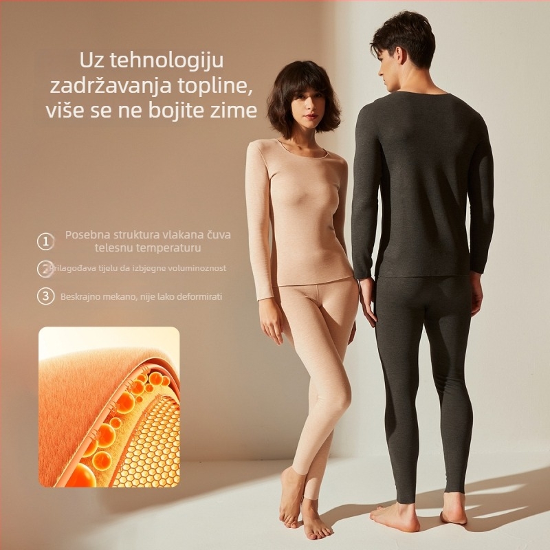 Termalni bazni sloj od kašmira i svile, ženski set, dugi rukavi, duge hlače, ekstra debeli
