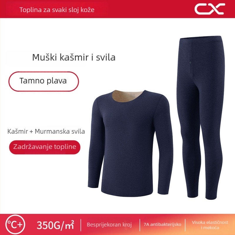 Termalni bazni sloj od kašmira i svile, ženski set, dugi rukavi, duge hlače, ekstra debeli