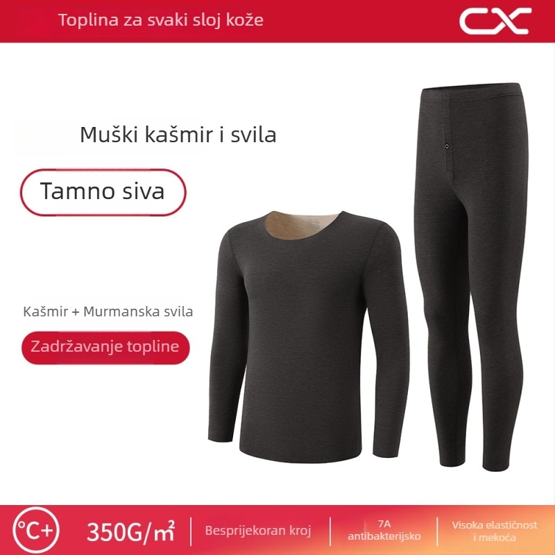 Termalni bazni sloj od kašmira i svile, ženski set, dugi rukavi, duge hlače, ekstra debeli