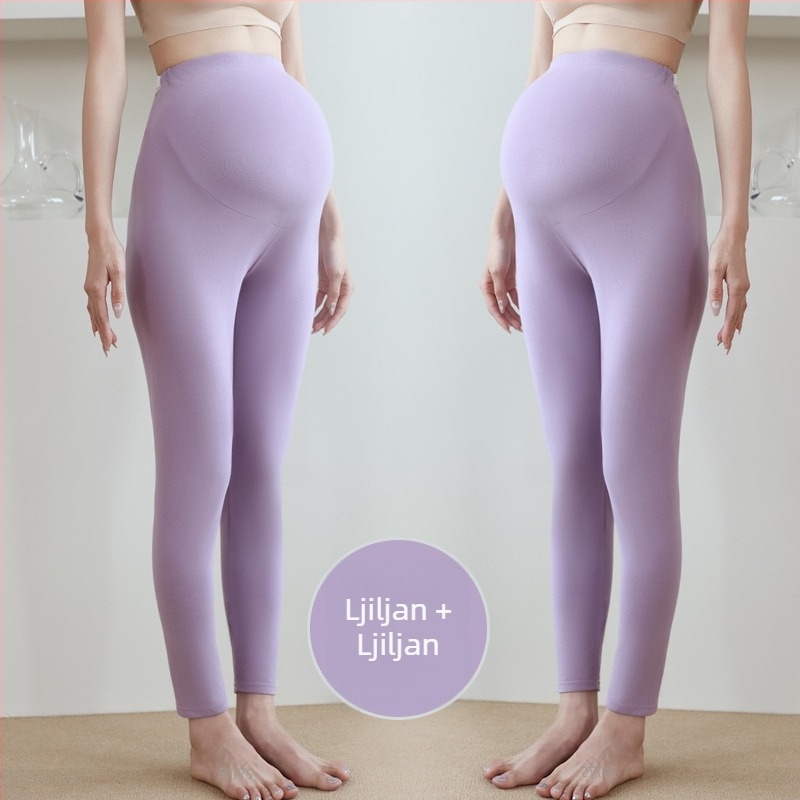 Trudničke pamučne termalne hlače, 90–95% pamuk, podrška trbuhu, srednje debljine, jesen-zima 2025, uski kroj