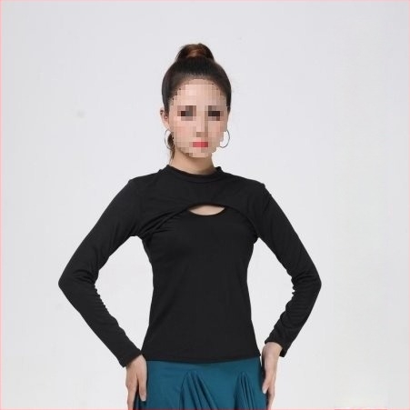 Latino plesni trening set (top s polu rukav i suknja s velikim swingom) – proljeće 2025, PVC tkanina, do 30% sadržaja, kineski stil, književno retro dizajn