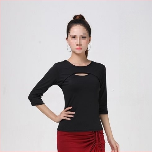 Latino plesni trening set (top s polu rukav i suknja s velikim swingom) – proljeće 2025, PVC tkanina, do 30% sadržaja, kineski stil, književno retro dizajn