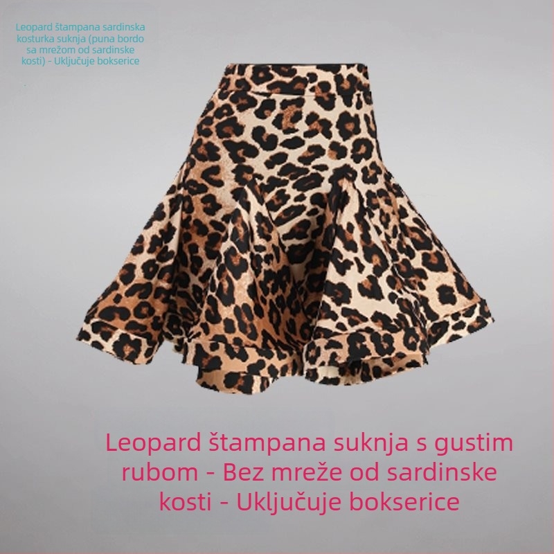 Latino plesni trening set (top s polu rukav i suknja s velikim swingom) – proljeće 2025, PVC tkanina, do 30% sadržaja, kineski stil, književno retro dizajn